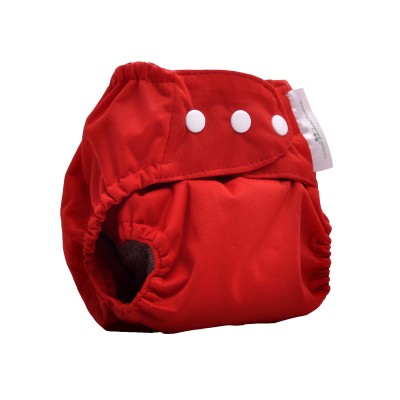 Mother Nature All in Three Bamboo Nappy (Cover + Insert Bamboo)  - Red