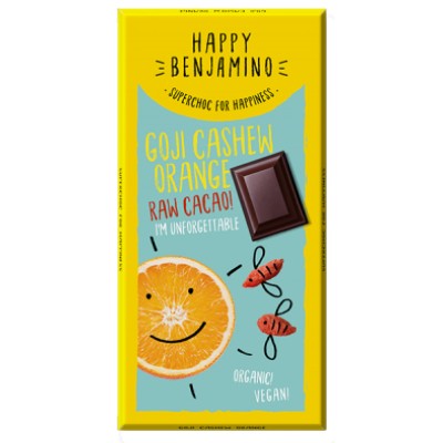 Happy Benjamino Raw Cacao Chocolate - Goji Orange Cashew