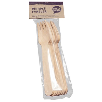 GREEN HOME Wooden Forks in Compostable Bag