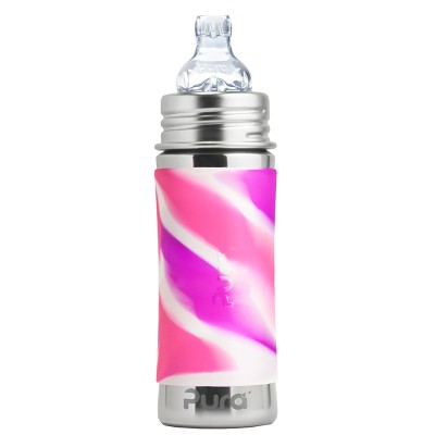 Pura Stainless Steel Pink Swirl Sippy Bottle