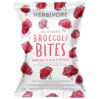 Herbivore Organic Raw Broccoli Chips - Pink Salt & Black Pepper