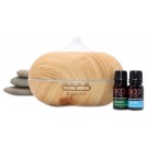 Organico by Oco Life Zen Light Wood Grain Ultrasonic Diffuser With Reawaken 10ml & Breathe 10ml